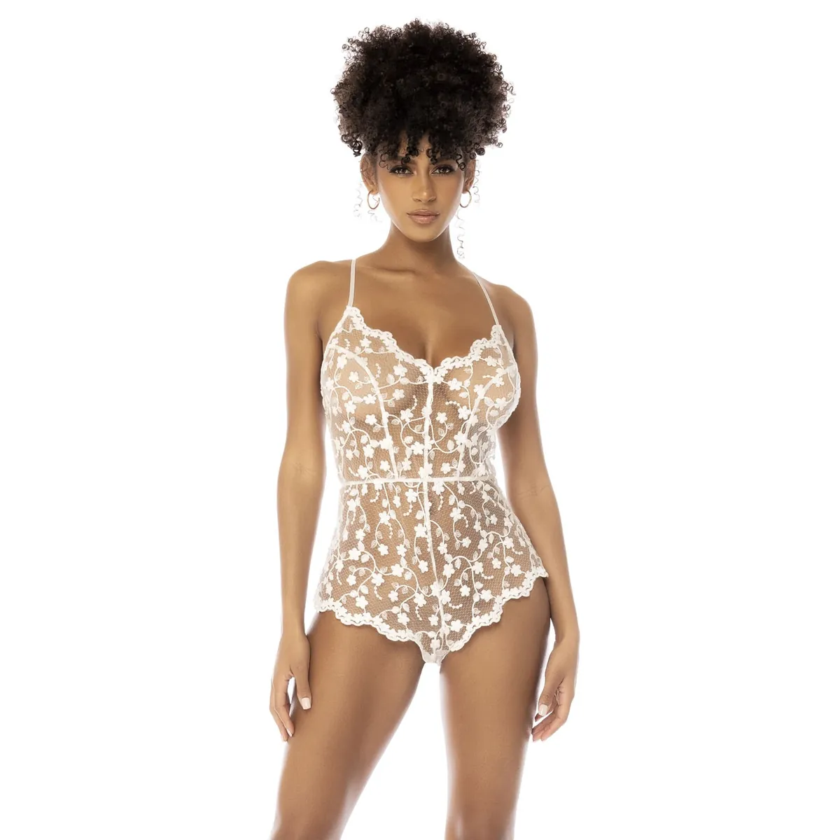 body branco transparente celina renda bordada floral delicado macacão alças ajustáveis semiajustada elegante noiva sensual algodão poliamida