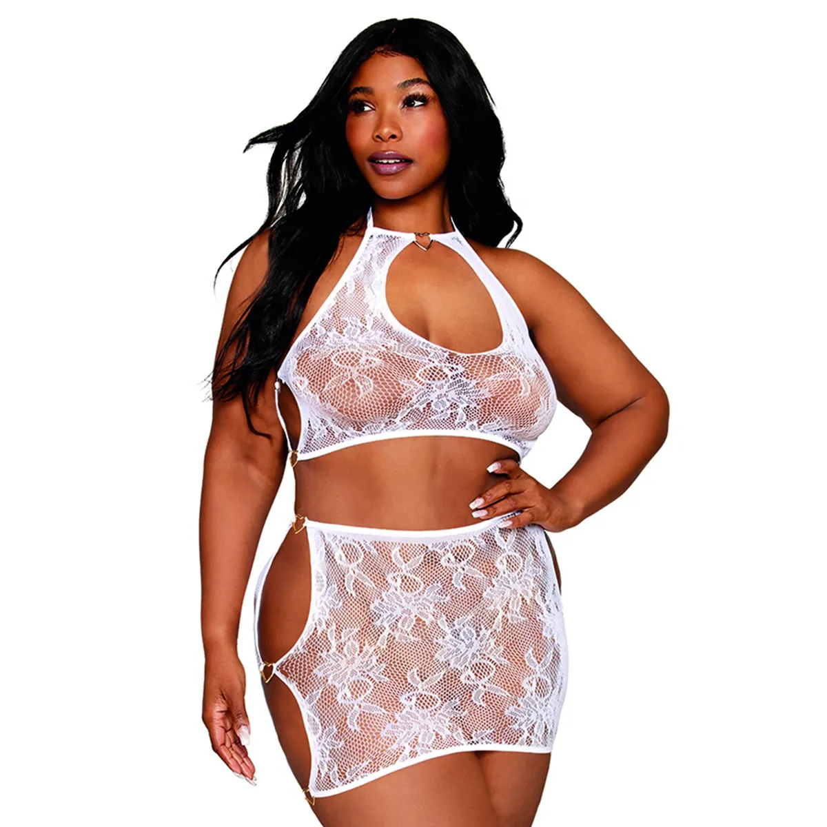 conjunto duas peças tamanho grande top saia malha floral recortada quadris sutiã nylon elastano exclusivo decoração lavável manual frio delicado
