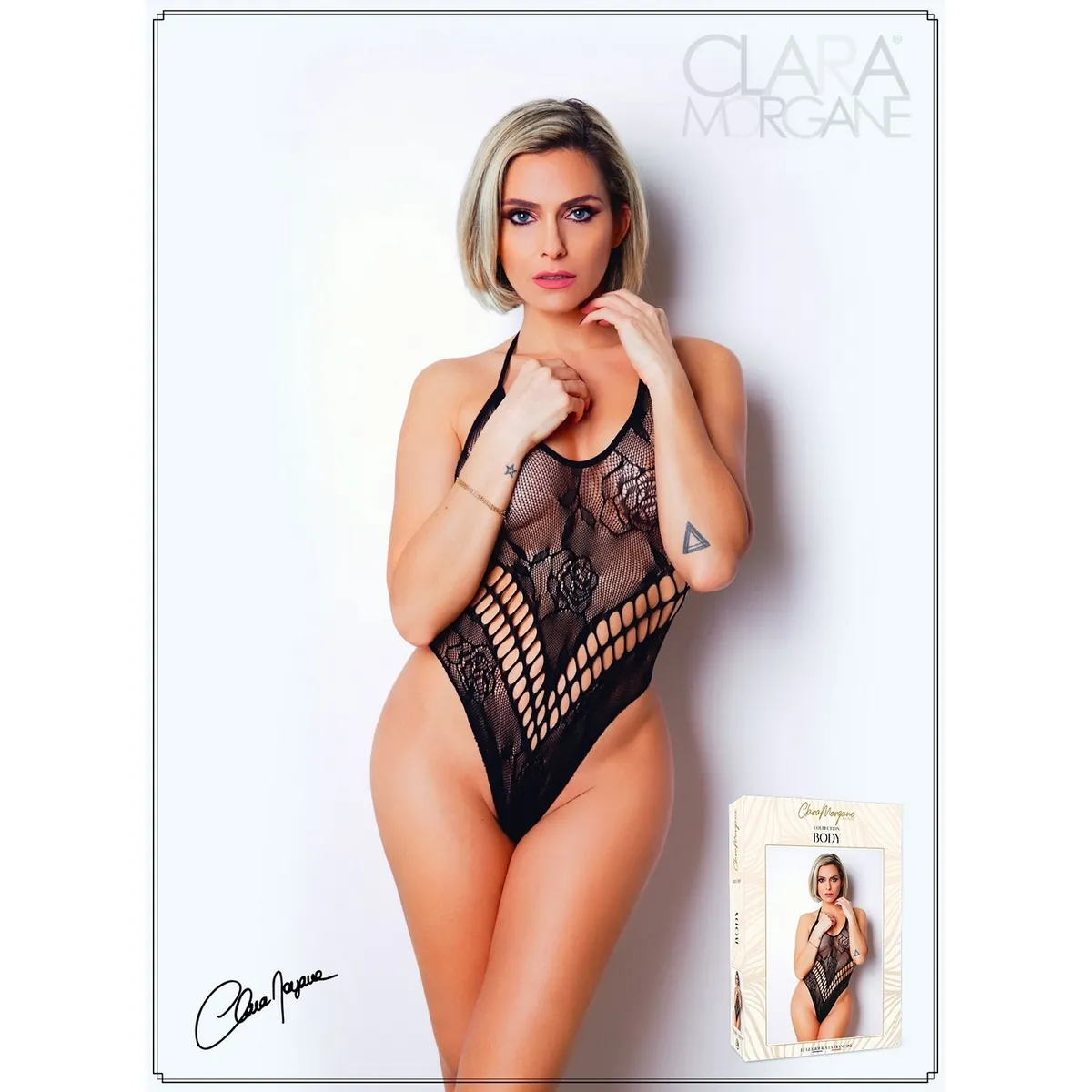 body preto renda semitransparente efeito fio fecho pescoço costas nuas vazado barriga elástico segunda pele silhueta realçada busto adaptável sensual