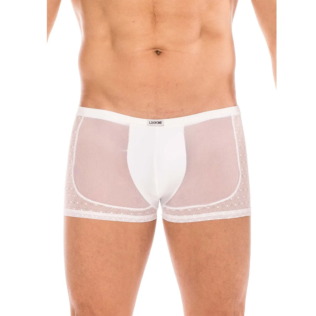 boxer branco sensual transparente renda fina malha suave elegante charmosa feminino cintura baixa elástico confortável poliamida elastano