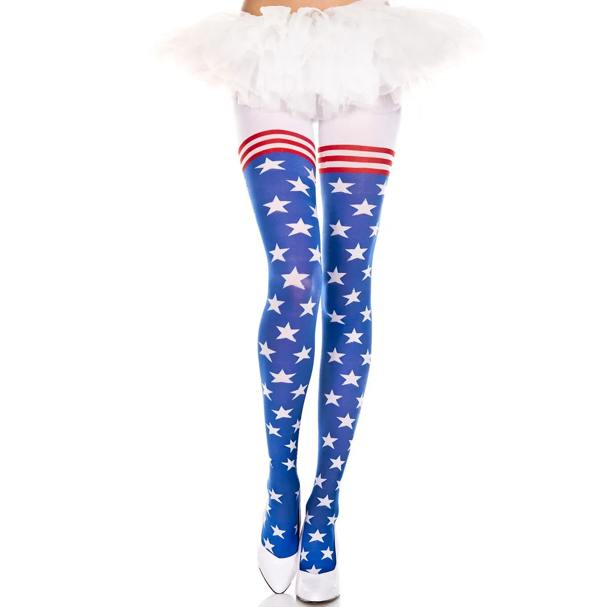 meia calça estampada bandeira americana patriótica colorida transparente elástica confortável resistente modelagem sensual festa carnaval cosplay lingerie lavável leve verão