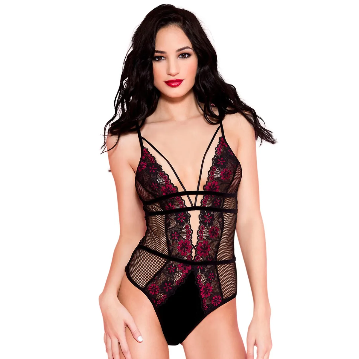 body preto renda floral bordas pontas rosas ornamentos busto tule transparente sublime sexy glamouroso ajustado elastano