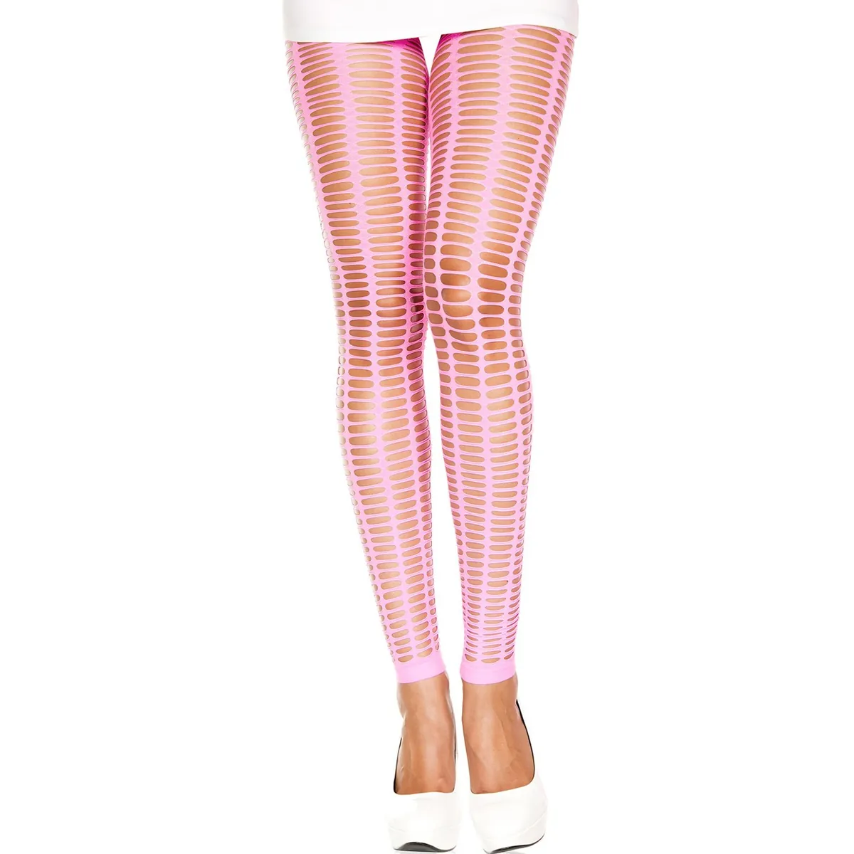 Legging rosa fluorescente justo perfurado furinhos sedutor sensual brilhante nylon elastano elástico versátil cintura alta destaque visual