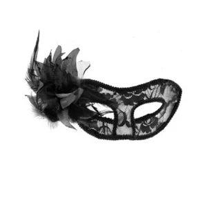 máscara renda tule preta transparente facial amarrável fita flor sublimada sedutora sensual elegante feminina festa baile noite