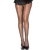 meia calça fantasia preta transparente leve estampada pequenos corações opacos contorno pernas nylon elastano modelagem confortável