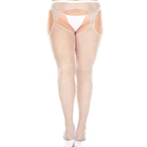 meia calça arrastão branca tamanho grande curvas modelagem sensual elegante qualidade alta rede efeito cinta liga nylon elasticidade confortável