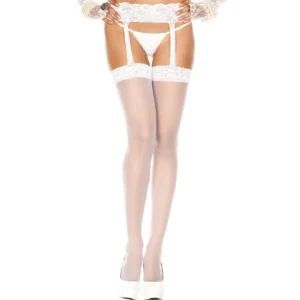 meia calça branca nylon fina rendada efeito cinta liga ilusão sexy feminina elegante glamour