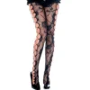 meia calça fantasia preta rede vazada flores pretas nylon elastano feminina sensual elegante sofisticada resistente elástica acabamento fino