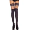 meias pretas opacas autossustentaveis nylon elastano coxas rede larga malha renda ligas superior sensuais elegantes confortaveis resistentes sofisticadas
