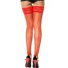 Meias Vermelhas Sensuais Elegantes Femininas Nylon Voile Translúcidas Ligas Renda Delicadas Costuras Traseiras Finas Acetinadas Confortáveis