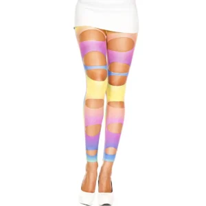 legging arcoiris vazado perfurado sexy justo cintura alta nylon88 elastano12 colorido vibrante feminino moda festa balada festival ousado respiravel elastico