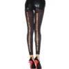 legging preto fino opaco moderno recortes costas efeito rasgado ajustado cintura alta modelagem sexy versátil nylon elastano
