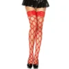 Meias vermelhas renda ligas rendadas elástica fio trançado nylon elastano textura rede losangos sexy elegante sensual ajuste confortável acabamento firme