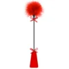 chicote vermelho sadomasoquismo couro alça ergonômica penas espanador delicado laços decorativos sensual fetiche jogos submissão impacto suave toque