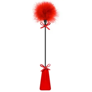 chicote vermelho sadomasoquismo couro alça ergonômica penas espanador delicado laços decorativos sensual fetiche jogos submissão impacto suave toque