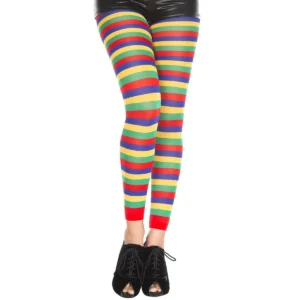 legging fantasia fina justa colante multicolorida listras horizontais cores vibrantes nylon elastano flexível modelagem confortável alta elasticidade
