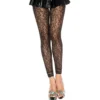 legging fino preto rede renda floral transparente macio elástico ajustado cintura alta nylon leve versátil sexy sensual