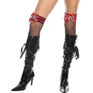 meias curtas arrastão pretas sexy pirata feminina sensual fantasia atrevida caveira ligas nylon elásticas conforto duráveis
