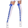 meias sexy brancas opacas faixa azul cruzes enfermeira laços acetinados ligas cinto nylon elasticas sensuais ajustaveis
