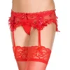 cinta liga vermelha renda malha fina corações bordados ligas ajustáveis poliéster spandex sensual romântica feminina elegante delicada transparente