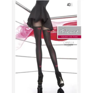 Canella collants 40DEN preto laços vermelhos posteriores coxas panturrilhas imitação autoadesivas moda qualidade superior durabilidade reforçada conforto cintura