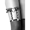 liga preta ajustável coxa 34 41 centímetros elegante provocante fetichista tule coração metal pontas metálicas não pontiagudas glamouroso poliuretano zinco