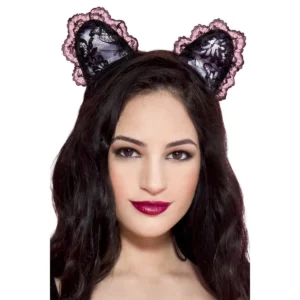 tiara orelhas gata renda delicada sensual sexy fantasia cosplay acessório leve confortável ajustável elegante festa noite íntima