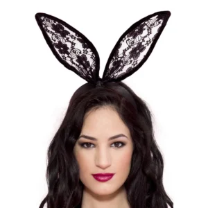 tiara orelhas coelho renda delicada fofa sexy sensual atrevida fantasia feminina elástica ajustável leve confortável acessório