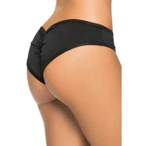tanga preto franzido costas valorizador nádegas tecido confortável cintura baixa costura central elástico suave sensual moderno poliéster elastano