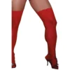 meias vermelhas grandes nylon finas ligeiramente opacas autossustentaveis ligas rendadas contorno suntuoso elastano mulheres curvilineas sensuais