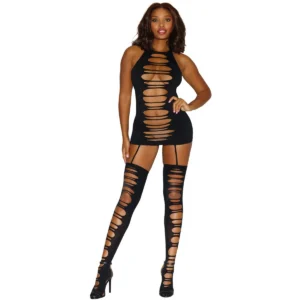 bodystocking preto opaco recortes frente costas estilo espartilho meias integradas vazado sexy sensual sofisticado nylon elastano ajustavel lingerie provocante