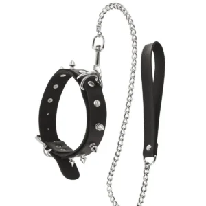 colar fetichista preto ajustável confortável metálico anéis rebites pontas guia corrente alça 115cm resistente acabamento brilhante