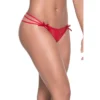 fio dental vermelho renda laços acetinados tiras triplas desenho traseiro sensual malha fina elasticidade nylon elastano confortável delicado