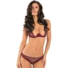 conjunto renda bordô sutiã meia taça vertical aros ajustável alças calcinha bordô recortada aberta nádegas laço atrevido sexy