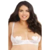 sutiã branco meia taça tamanho grande seios nus decote elegante aros confortável suporte nylon elastano leve ajustável roupa justa modelador