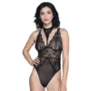 body sexy preto renda delicada malha transparente decote profundo gola trabalhada alças ajustáveis nylon elastano atrevido
