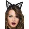 tiara orelhas gata pontiagudas rede preta poliéster leve ajustável elástica sensual fofa fantasia atrevida cosplay halloween festa carnaval acessório