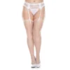 meias brancas rede malha tamanho grande curvilíneas femininas sensuais sedutoras porta ligas nylon elastano elásticas confortáveis