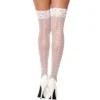 meias brancas finas translúcidas ligas renda branca corações pequenos faixa impressa traseira sexy elegante requintada nylon elastano elástica