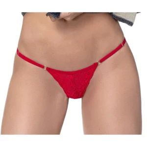 fio dental renda vermelha ajustável laterais minimalista traseira triangular aberta poliamida elastano sensual leve confortável elegante lingerie íntima romântica festa