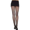 meia calça arrastão preta rede malha costas aberta costura sensual ajustada elástica nylon elastano resistente elegante provocante