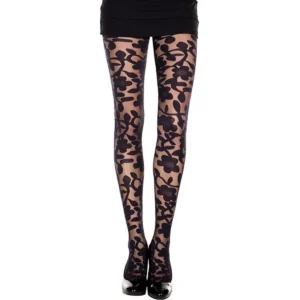 collant preto estampado floral clássico sensual feminino nylon elastano modelagem ajustada confortável leve resistente elegante versátil