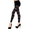 legging tule preto floral estampado transparente elegante feminino ajustado cintura alta estilo noite festa sensual nylon