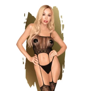 body sensual preto duplo efeito ligas alças finas decote quadrado imitação meias pernas sedutoras nylon elastano