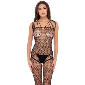 macacão malha larga rede preto aberto virilha entreperna nylon elastano transparente sensual sexy ajustável cintura justo corpo