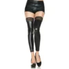 Perneiras efeito molhado preto renda liga fantasia sensual elegante elástico poliéster confortável modelador feminino noite festa sedução