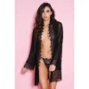 robe preto malha fina mangas compridas faixas renda floral aplicada barra inferior abertura decote tanga preta sensual sexy poliéster elastano