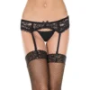 cinta liga renda preta sensual elegante alças ajustáveis cetim lacinho delicada porta jarrete nylon elastano transparente feminina