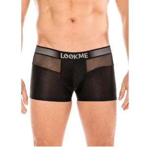 boxer preto largo cós elástico inscrição tecido mistura sutil opaco rede transparente frente costas estilo ajustado corte confortável poliamida elastano