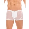 boxer branco sensual transparente renda fina malha suave elegante charmosa feminino cintura baixa elástico confortável poliamida elastano